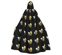 XBKGOHA Petite abeille avec ailes peintes imprimées Halloween Cape à capuche pour adulte sans fermeture éclair, confortable pour les fêtes costumées