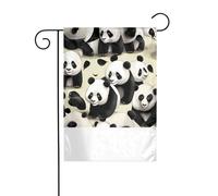 XBKGOHA Photo de pandas géants prenant une promenade - Mât de drapeau de jardin - Décoration de cour extérieure - 30,5 x 45,7 cm
