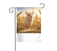XBKGOHA Photo de petite souris dans le champ de blé - Mât de drapeau de jardin - Décoration de cour extérieure - 30,5 x 45,7 cm