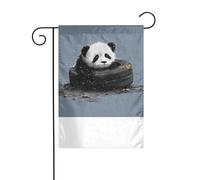 XBKGOHA Photo Panda dans le pneu pour jardin, jardin, cour, décoration tendance, 30,5 x 45,7 cm