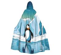 XBKGOHA Pingouin Antarctique Ice Imprimé Halloween Cape à capuche sans fermeture éclair, confortable pour les fêtes costumées