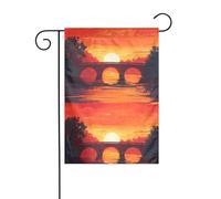 XBKGOHA Pont coucher de soleil paysage rivière image jardin mât extérieur cour décoration mode 30,5 x 45,7 cm