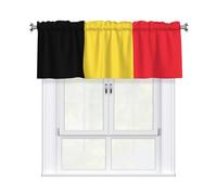 XBKGOHA Rideaux courts avec tringle à cantonnière - 137,2 x 45,7 cm - Imprimé drapeau de la Belgique - Pour cuisine, salle de bain, chambre à coucher, studio - Compatible avec la plupart des tringles