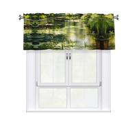 XBKGOHA Rideaux courts avec tringle à cantonnière 137,2 x 45,7 cm - Imprimé nénuphars dans l'étang - Pour cuisine, salle de bain, chambre à coucher, studio - Compatibles avec la plupart des tringles à