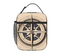 XBKGOHA Sac à déjeuner isotherme portable, motif boussole, mer, réutilisable, durable, pour homme et femme