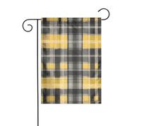 XBKGOHA Tableau à carreaux jaune, gris, noir, mât de drapeau de jardin, décoration de cour extérieure, mode, 30,5 x 45,7 cm