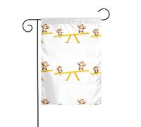 XBKGOHA Tableau de jardin motif frères singe jouant sur une balançoire - Décoration de cour extérieure - 30,5 x 45,7 cm