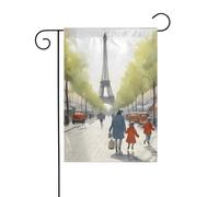 XBKGOHA Tableau de la Tour Eiffel Paris Street Scene Jardin Mât de drapeau Extérieur Cour Décoration Mode 30,5 x 45,7 cm