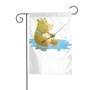 XBKGOHA Tableau de pêche petit hippopotame pour jardin, jardin, cour, décoration tendance, 30,5 x 45,7 cm