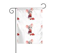 XBKGOHA Tableau de souris cueillant des baies - Mât de drapeau extérieur - Décoration tendance - 30,5 x 45,7 cm