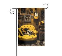 XBKGOHA Tableau jaune moutarde et noir pour mât de drapeau de jardin, décoration de cour extérieure, mode, 30,5 x 45,7 cm
