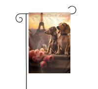 XBKGOHA Tableau romantique teckel pour jardin, mât de drapeau extérieur, décoration de cour, 30,5 x 45,7 cm