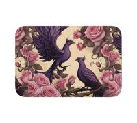XBKGOHA Tapis de sol épais antidérapant Motif oiseau Violet 60 x 40 cm