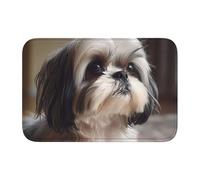 XBKGOHA Tapis de sol épais antidérapant Shih Tzu avec motif chien antidérapant, facile à nettoyer, durable, parfait pour les toilettes et la salle de bain, 60 x 40 cm