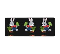 XBKGOHA Tapis de souris extra large avec motif de lapin gris plantant un radis - Forte adhérence, durable, bord de verrouillage précis - 30,5 x 80 cm