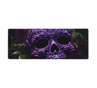 XBKGOHA Tapis de souris extra large Purple Floser And Sugar Horror Skull Picture - Forte adhérence, durable, bord de verrouillage précis - 30,5 x 80 cm