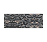 XBKGOHA Tapis de souris gris avec motif chauve-souris d'Halloween extra large, forte adhérence, durable, bord de verrouillage précis 30,5 x 80 cm