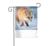XBKGOHA The Fox Who Stepped on Snow - Mât de drapeau de jardin extérieur - Décoration tendance - 30,5 x 45,7 cm