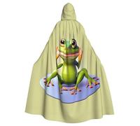 XBKGOHA The Funny Frog Doing Yoga Printed Halloween Cape à capuche pour adulte sans fermeture éclair, confortable pour les fêtes costumées