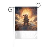 XBKGOHA The Little Bear on the Planet Tableau de jardin mât de drapeau extérieur décoration de cour 30,5 x 45,7 cm