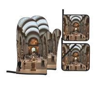 XBKGOHA The Metropolitan Museum of Art in New York Picture Ensemble de cuisine comprenant des gants de cuisine, des gants de cuisine, un costume quatre pièces épais et isolé