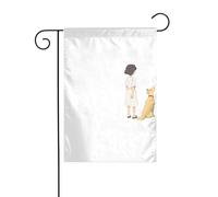 XBKGOHA The story of people and dogs Picture Garden Flag Pole Outdoor Courtyard Decoration Fashion 30,5 x 45,7 cm