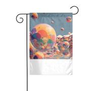 XBKGOHA Un monde de bulles coloré - Mât de drapeau de jardin - Décoration de cour extérieure - 30,5 x 45,7 cm