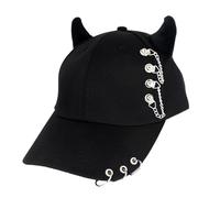 XBOKA Casquettes de baseball tendance avec anneaux en métal et sangle réglable en corne de coton - Hip Hop unique pour homme et femme