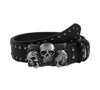XBOKA Ceinture de taille avec boucle en forme de tête de mort - Chaîne fine punk pour cowgirl - Boucle grunge moderne - Chaîne de taille cloutée, noir, 105x3.8cm