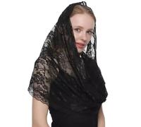 XBOKA Élégant foulard en dentelle Mantilla voile catholique pour mariée voile vintage fleur voile accessoire de mariage