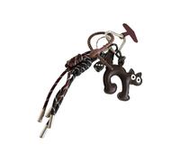 XBOKA Porte-clés élégant en cuir synthétique avec pendentif en forme de chat tressé pour accessoires de mode sac à dos ornement à suspendre