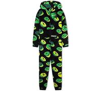 Xbox Combinaison Pyjama Garçon et Ado Grenouillère Polaire Chaude Une Pièce avec Capuche Vêtement de Nuit Gamer Cadeau Enfant (13-14 Ans, Noir/Vert)