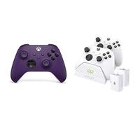 Xbox Manette sans Fil - Astral Purple Series X, Series S, One, Windows 10 & 11, Android et iOS+Venom Station de chargement USB double avec 2 blocs-batteries rechargeables - blanc