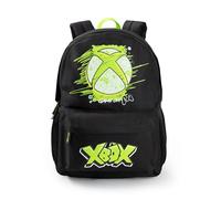 Xbox Sac à dos unisexe noir avec logo pour enfant | Cartable zippé avec imprimé Game On et touches de vert | Idéal pour la rentrée et le transport de livres | Produits dérivés