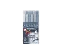 [XBR6A] SAKURA Stylo pinceau Koi Coloring Brush, étui de 6 nuance gris