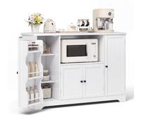Xbro Buffet Cuisine, Meuble Micro-Ondes avec Étagères Réglables, Blanc | Grand Rangement, Étagères Réglables, Portes Magnétiques, Anti-Basculement, Livraison En 2 Colis