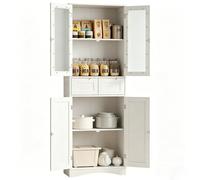 Xbro Buffet de Cuisine avec 2 Portes et 2 Tiroirs, Vaisselier Moderne en Bois avec Dispositif Anti-basculement, Meuble de Rangement pour Cuisine et Salle à Manger, Blanc