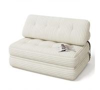 Xbro Canapé-lit Pliable 2 en 1 pour 2 Personnes, Canapé-lit avec Coussins Amovibles, Fauteuil-lit adapté aux Petits espaces, 90 x 130 cm plié, 200 x 130 cm déplié, Beige