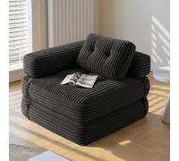 Xbro Canapé-lit Pliable avec Accoudoirs en L, Fauteuil Convertible en Lit 2 en 1 Portable pour Petits Espaces, Tissu Velours Côtelé avec Rembourrage en Mousse, 170 x 85 cm, Déplié,Noir
