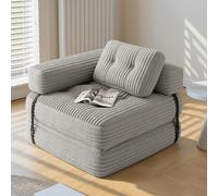 Xbro Canapé-lit Pliable avec Accoudoirs en L, Fauteuil Convertible en Lit 2 en 1 Portable pour Petits Espaces, Tissu Velours Côtelé avec Rembourrage en Mousse, 170 x 85 cm, Déplié,Gris Clair