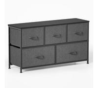 Xbro Commode, Commode avec 5 Tiroirs en Tissu, Meuble de Rangement pour Placards, Commode avec Dessus en Bois et Cadre en Métal pour Chambre à Coucher, Salon, Couloir (Gris Foncé)