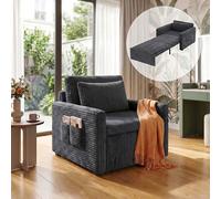 Xbro Fauteuil-Lit Extensible 3 en 1, Convertible en Lit, Idéal pour Studios, Petites Chambres Et Chambre D’Amis. Velours Côtelé Doux, Gain De Place. 83×83×75 Cm, 196×69×66 Cm, Gris Foncé