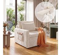 Xbro Fauteuil-Lit Extensible 3 en 1, Convertible en Lit, Idéal pour Studios, Petites Chambres Et Chambre D’Amis. Velours Côtelé Doux, Gain De Place. 83×83×75 Cm, Lit 196×69×66 Cm, Beige