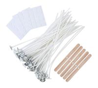 Xbsduih 100 mèches pour bougies en vrac de 10 cm, avec mèches et dispositif de centrage pour mèches en bois