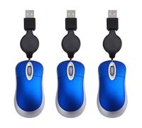 Xbsduih 3 pièces Souris Filaire Souris Rétractable avec Fil Mini Souris Optique USB Souris Filaire pour Ordinateur Portable PC Durable Installation Facile