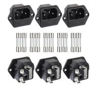 Xbsduih ABS Noir AC 250 V 10 A 2 En 1 Montage Prise Module Fiche Connecteur D'alimentation Lames avec Fusible de 10 A Lot de 6 Pièces)