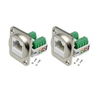 Xbsduih Adaptateur de borne à vis RJ45 pour montage sur panneau 2 pièces, connecteur femelle pour montage sur panneau RJ45/8P8C, rallonge de borne de soudure RJ45 Installation facile