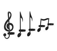 Xbsduih Bougeoir avec notes musicales de 4 pièces, applique murale avec notes de musique noires, bougeoirs de style vintage avec notes de musique, durable, facile à installer