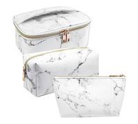Xbsduih Ensemble de 3 Pièces de Sac de Maquillage en Marbre Sac de Toilette Portable Sac de Brosse de Maquillage pour Étanche Sac pour Filles