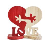 Xbsduih Ensemble d'ornements en forme de coeur en bois de 2 pièces, ensemble de décorations en bois, cadeau de saint cœur en bois